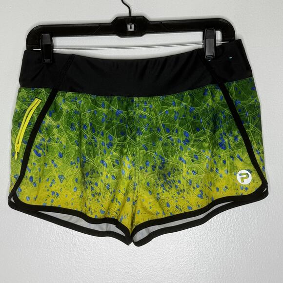 Pelagic Oceanflex Shorts Womens Medium Green Yellow Blue Performance Activewear - Picture 1 of 6